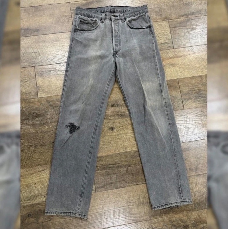 Vintage 90s Levi's 501 Jeans Faded Black Grey Denim Straight