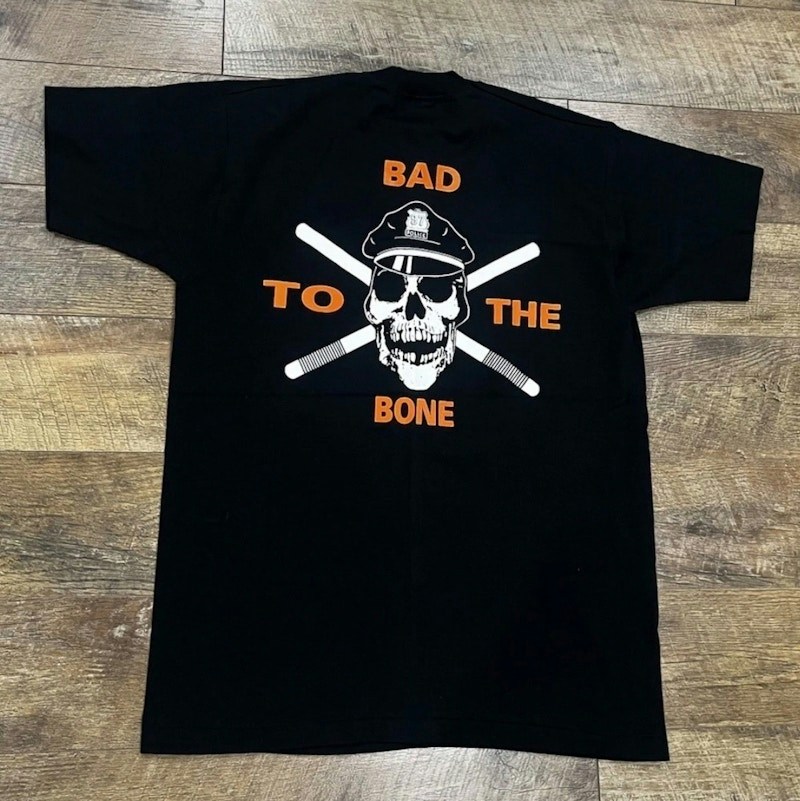 Vintage 1997 Connecticut Police Skull & Crossbones Big Graphic Tee Black 90s