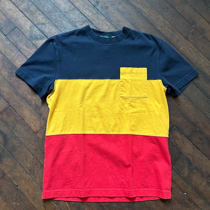 Vintage J.Crew Colorblocked Pocket T-Shirt Navy Yellow Red