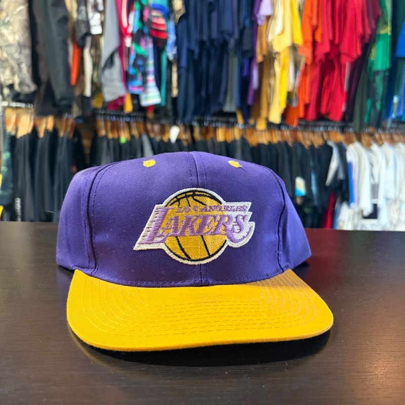 Vintage 90s Los Angeles Lakers Snapback Hat Purple Yellow