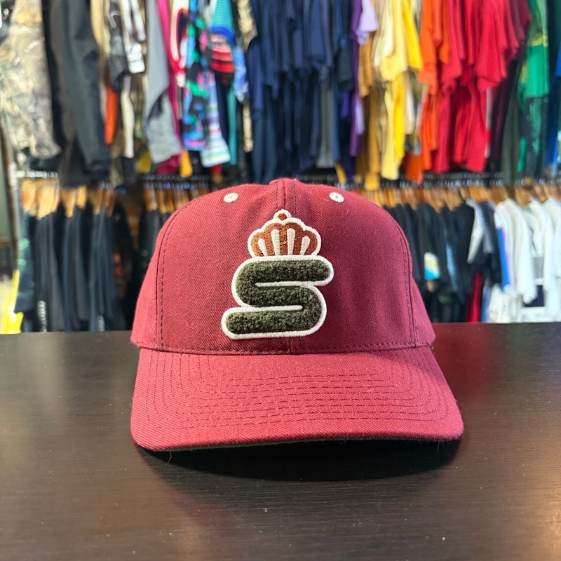Vintage Stüssy Crown S Snapback Cap Maroon