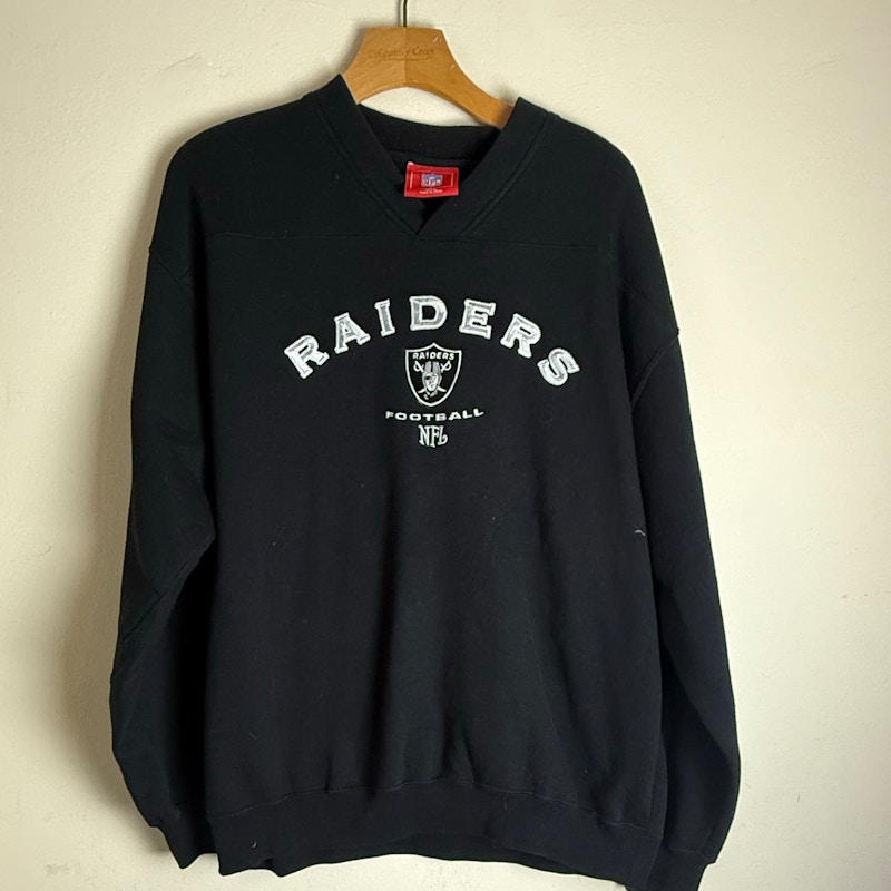 NFL Raiders Football V-Neck Sweatshirt Black