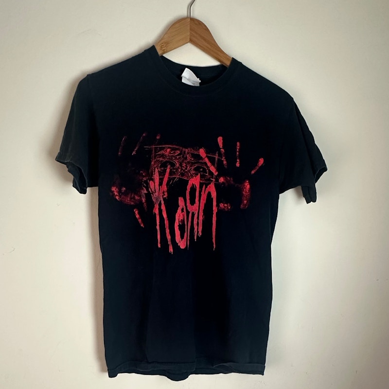 Korn Bloody Hand Prints Band Red Logo T-Shirt Black