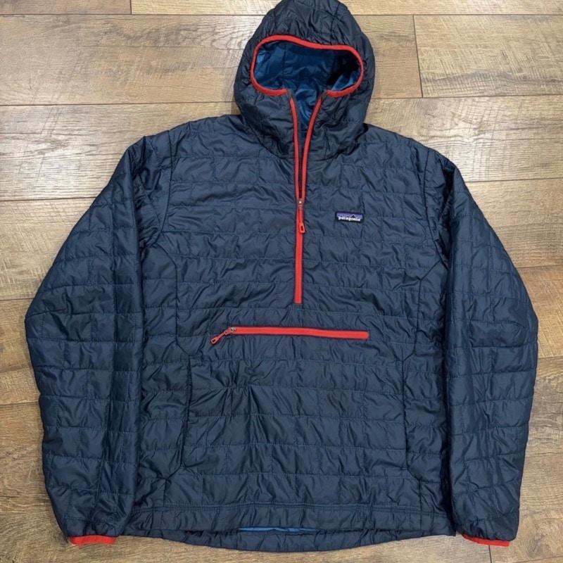 Patagonia Nano Puff Bivy Pullover Hoodie Navy Blue Half Zip