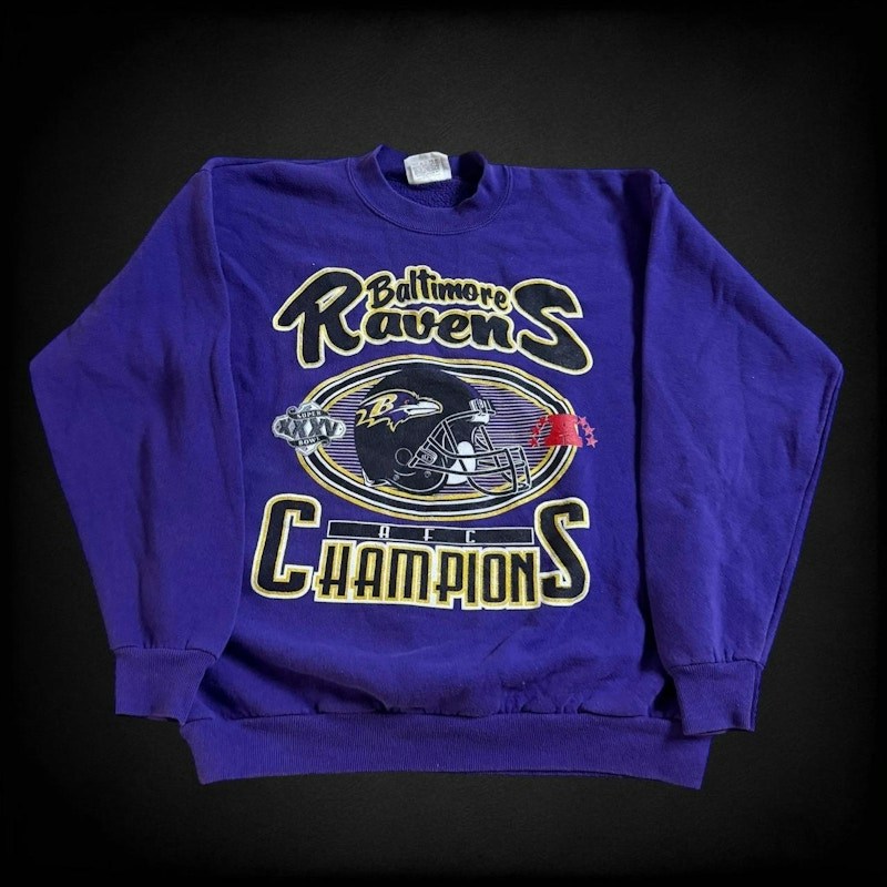 Vintage Lee Baltimore Ravens Super Bowl XXXV AFC Champions Sweatshirt Purple