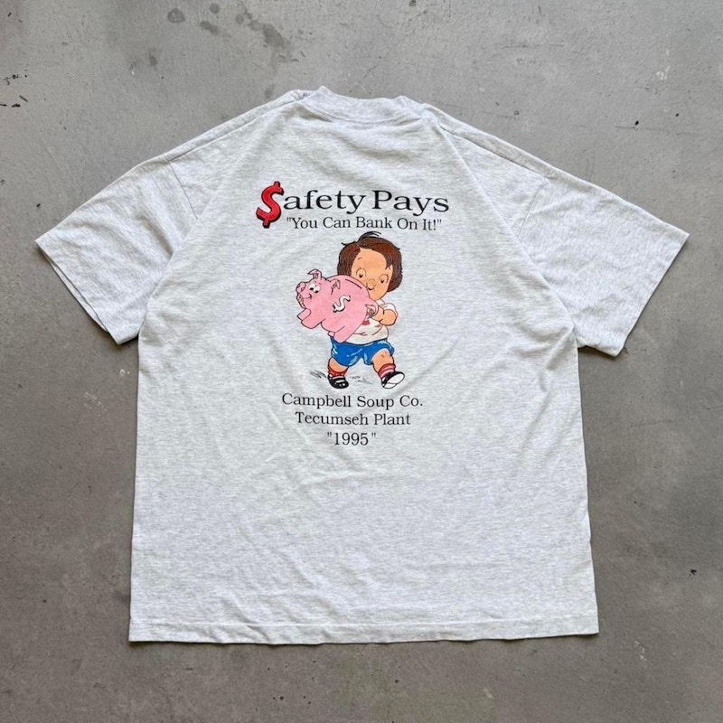 Vintage Campbell's Soup Co. Safety Pays T-Shirt Gray