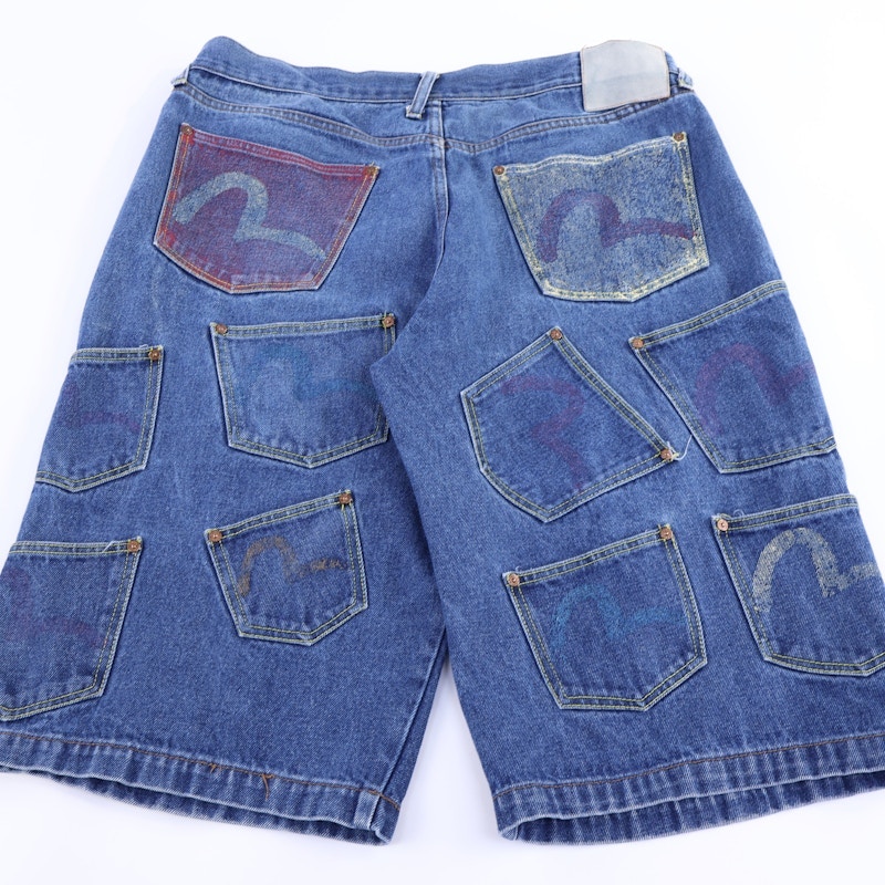 Y2K Evisu Multi Pocket Baggy Denim Shorts