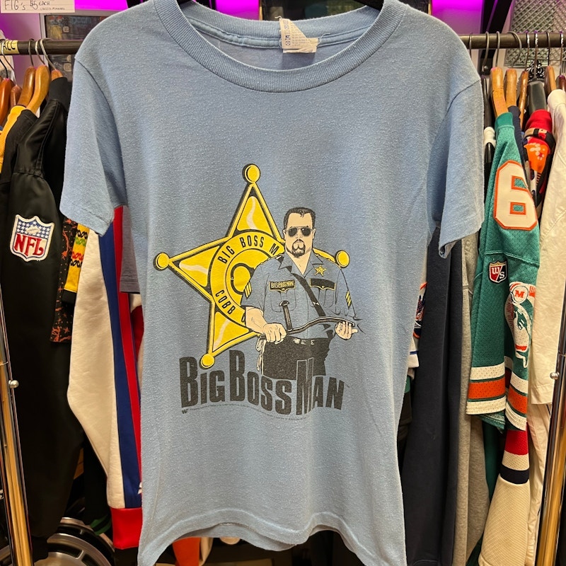 WWF Big Boss Man T-Shirt Light Blue