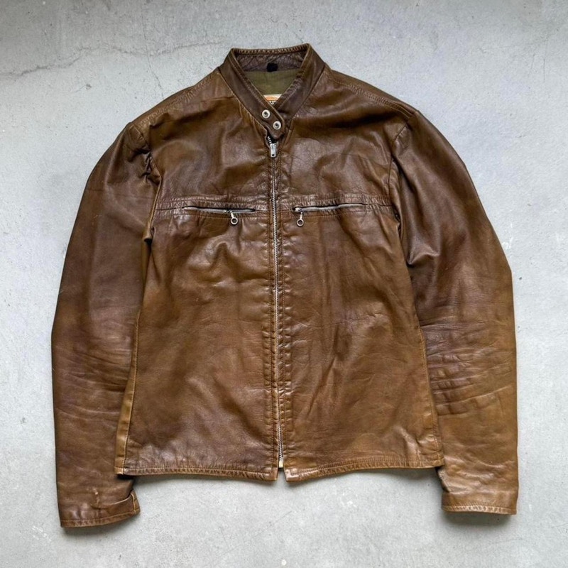 Vintage Harley-Davidson Cafe Racer Leather Jacket Brown