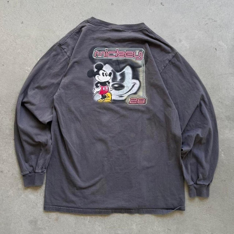 Vintage Disney Store Mickey Mouse Graphic Long Sleeve T-Shirt Charcoal