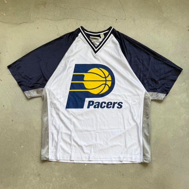 Gear For Sports Vintage Indiana Pacers V-Neck Jersey White Navy