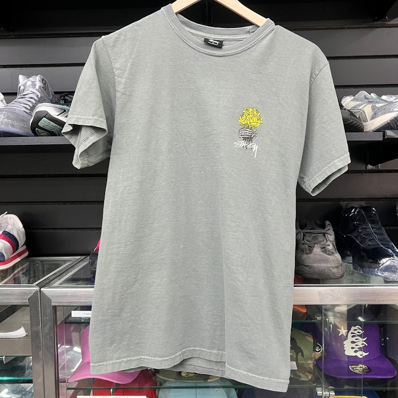 Stüssy Skeleton Hand With Roses T-Shirt Grey