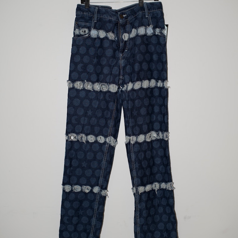 Charles Jeffrey LOVERBOY Polka Dot Distressed Jeans Blue