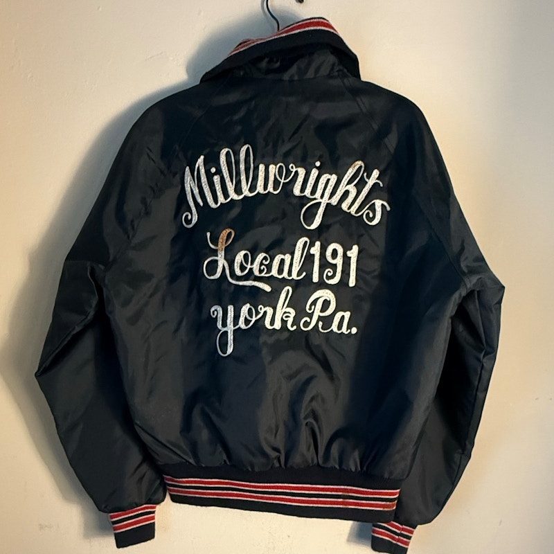 West Wind Millwrights Local 191 York Pa. Bomber Jacket Navy Chain Stitch