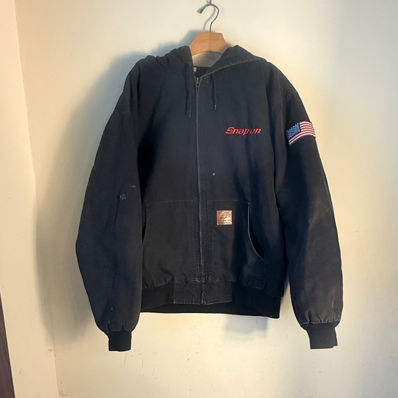 Snap-on Hooded Work Jacket Black