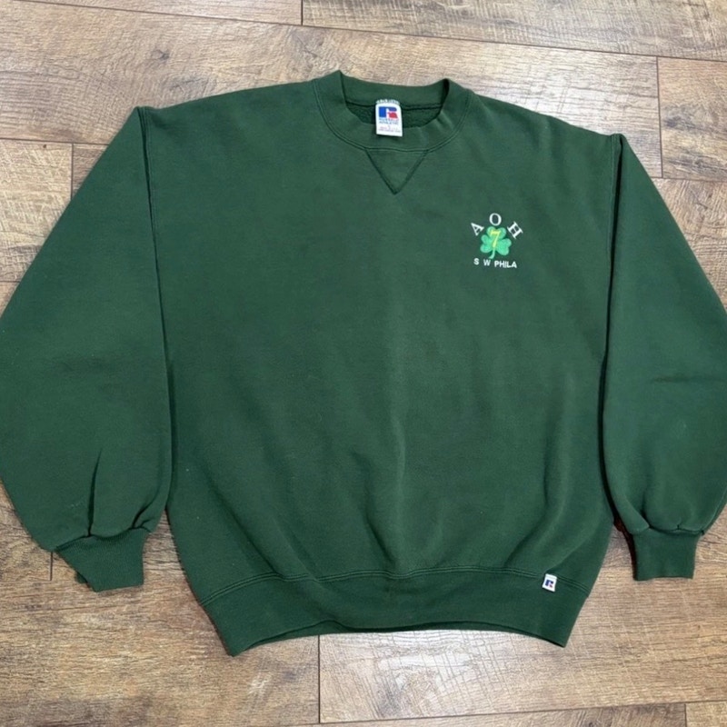 Vintage Russell Athletic Philadelphia Irish Crewneck Sweatshirt Green