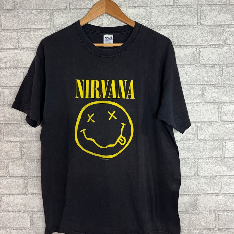 Vintage Nirvana Smiley Face 2000s T-Shirt Black