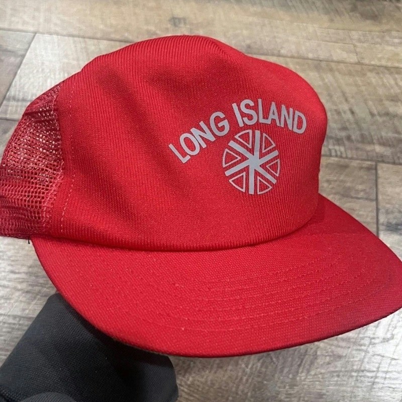 Red River Co. Vintage 80s Long Island New York Mesh Trucker Hat Red Adjustable
