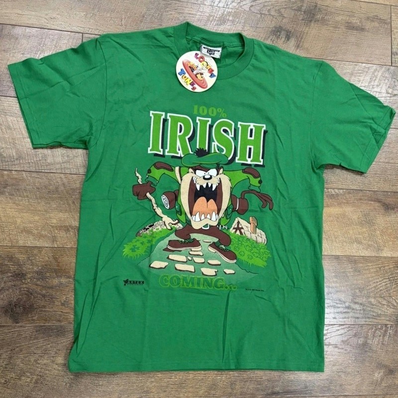 Lee Vintage 1993 Looney Tunes Taz Irish Tee St. Patrick's Day Green