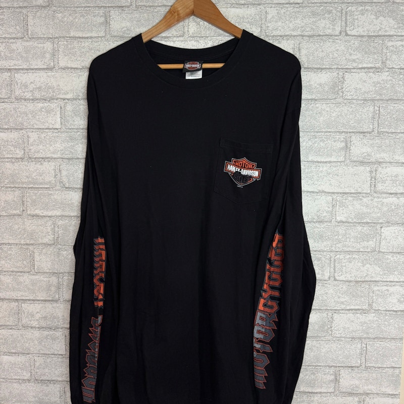 Vintage Harley-Davidson Pocket New Hampshire Long Sleeve 2000s T-Shirt Black