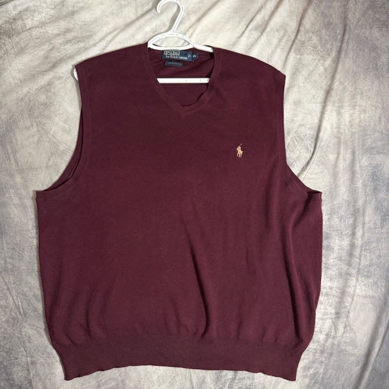 Vintage Polo Ralph Lauren V-Neck Sweater Vest Burgundy