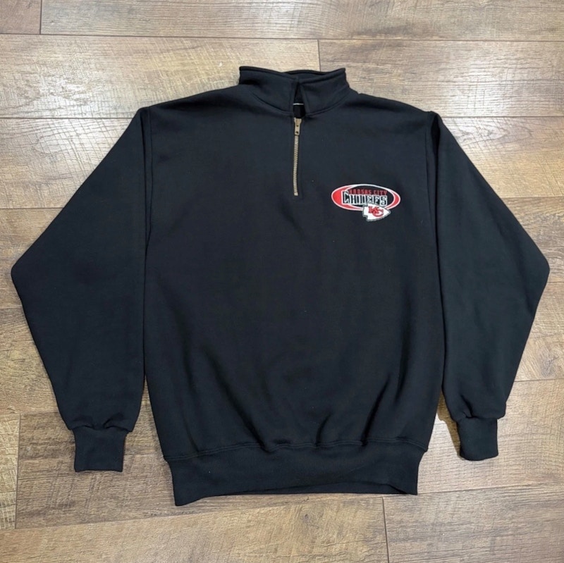 Vintage Kansas City Chiefs Embroidered 1/4 Zip Sweatshirt Black