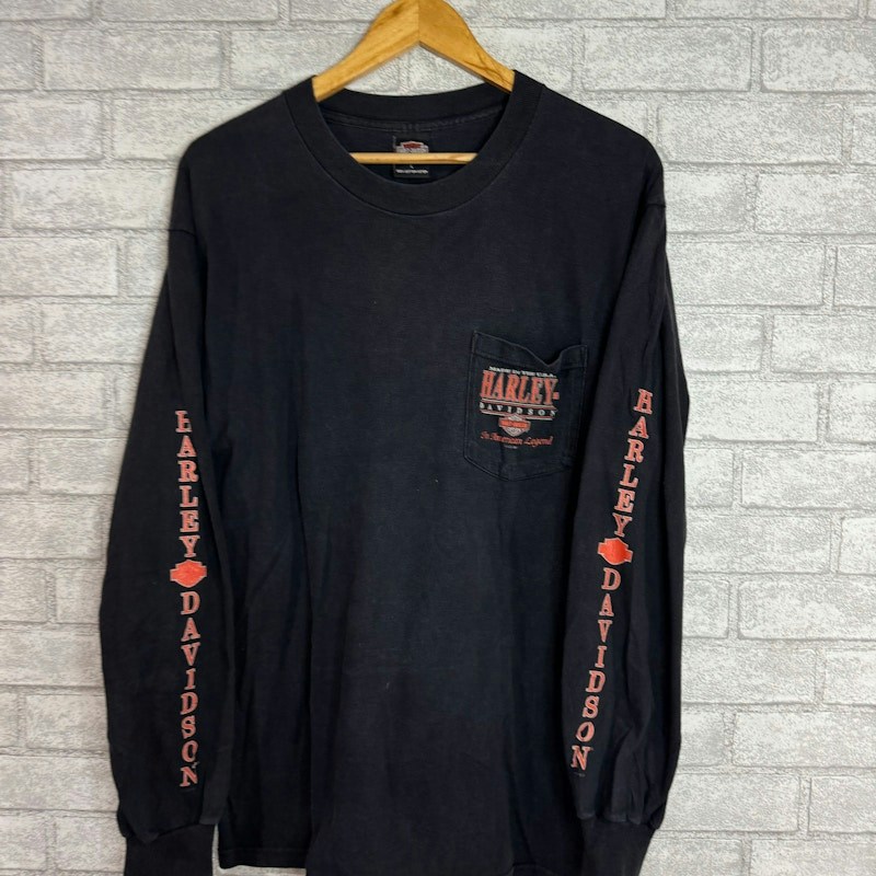 Vintage Harley-Davidson Pocket Pennsylvania Long Sleeve T-Shirt Black