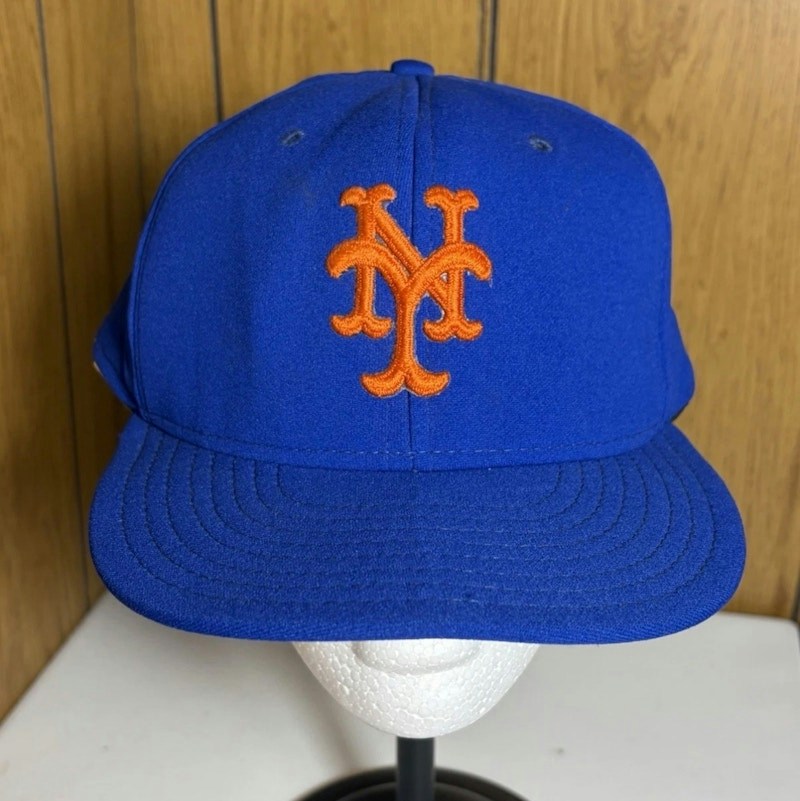 Vintage 80s 90s New York Mets AJD Snapback Solid Panel Blue