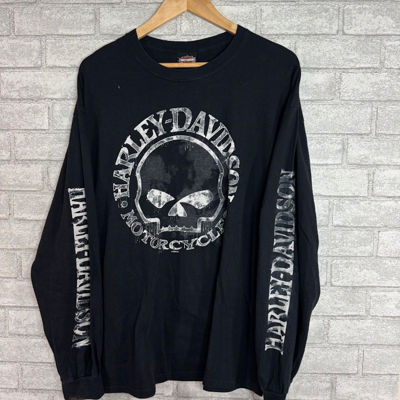 Vintage Harley-Davidson Skull Wisconsin Long Sleeve T-Shirt Black