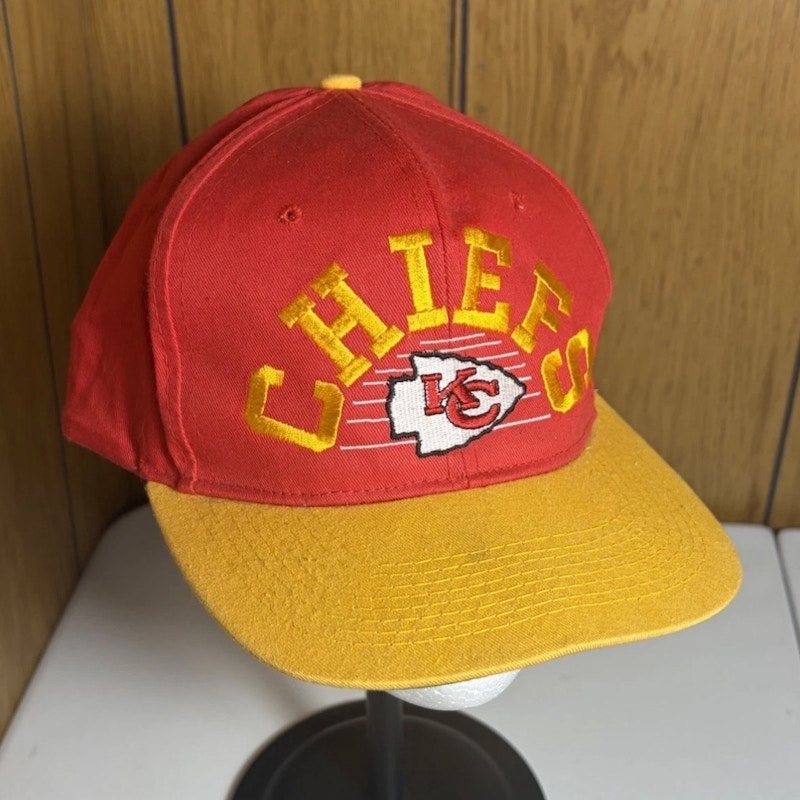 Vintage 90s Kansas City Chiefs AJD Snapback Hat Red NFL