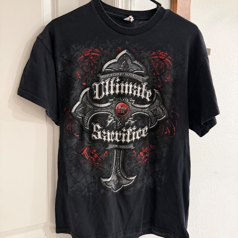 Y2K Delta Pro Weight Religious Graphic T-Shirt