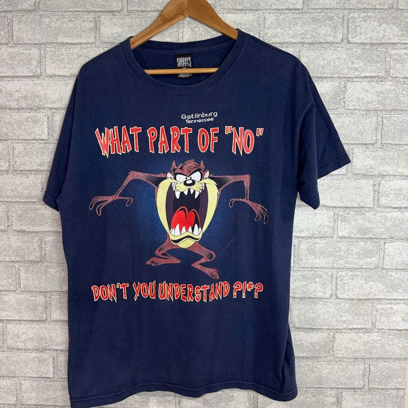 Vintage Looney Tunes Taz No! 90s T-Shirt Navy
