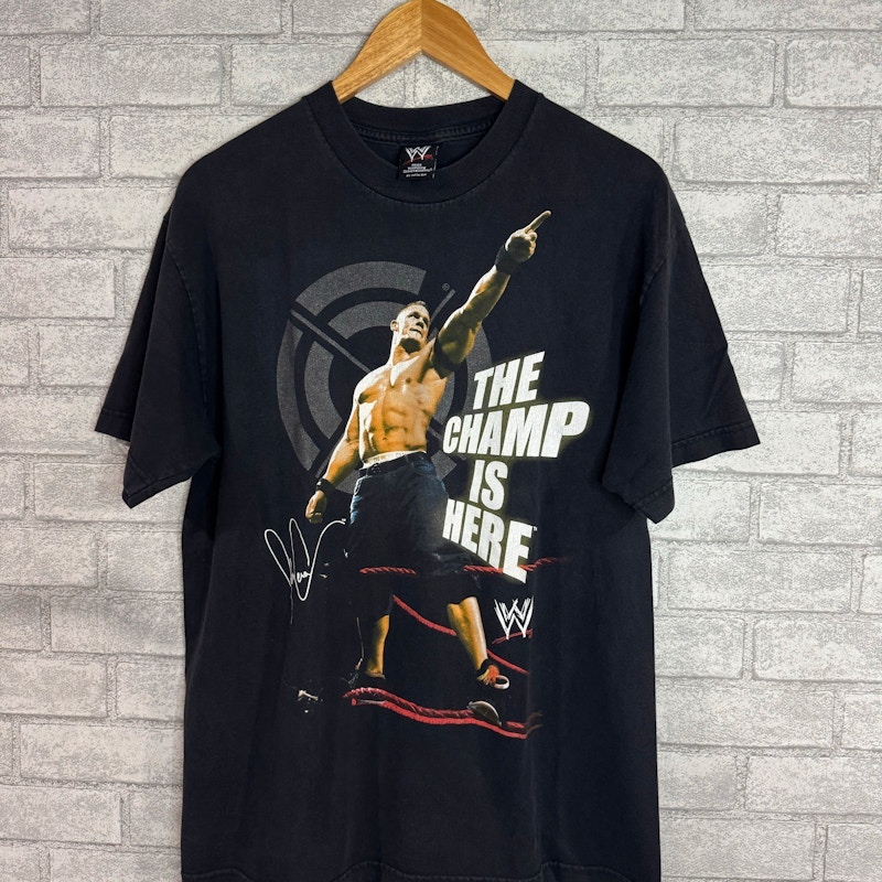 Vintage WWE John Cena The Champ Is Here 2000s T-Shirt Black