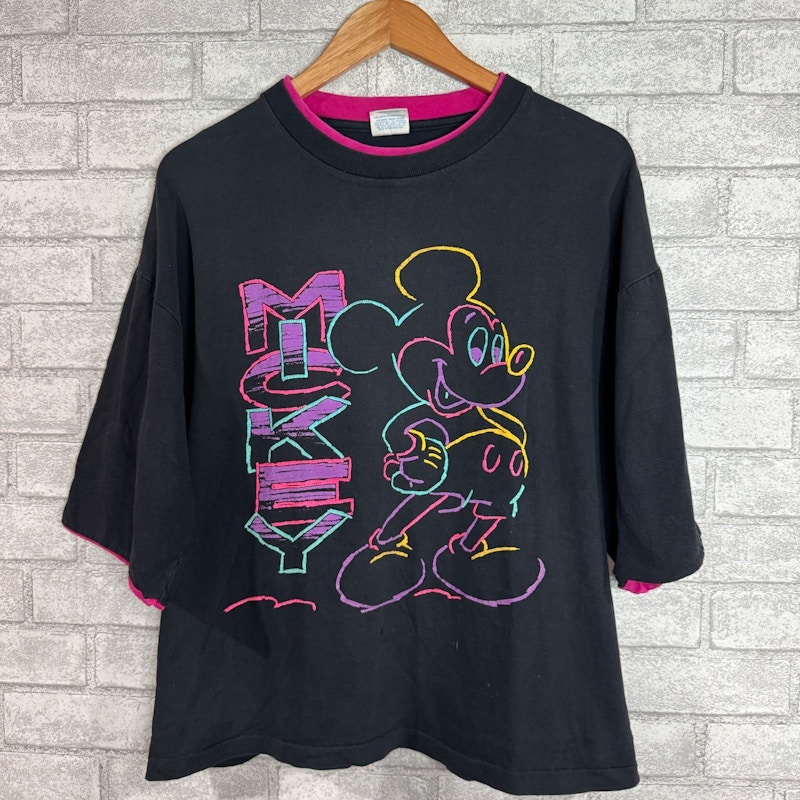 Vintage Disney Colorful Mickey 90s T-Shirt Black