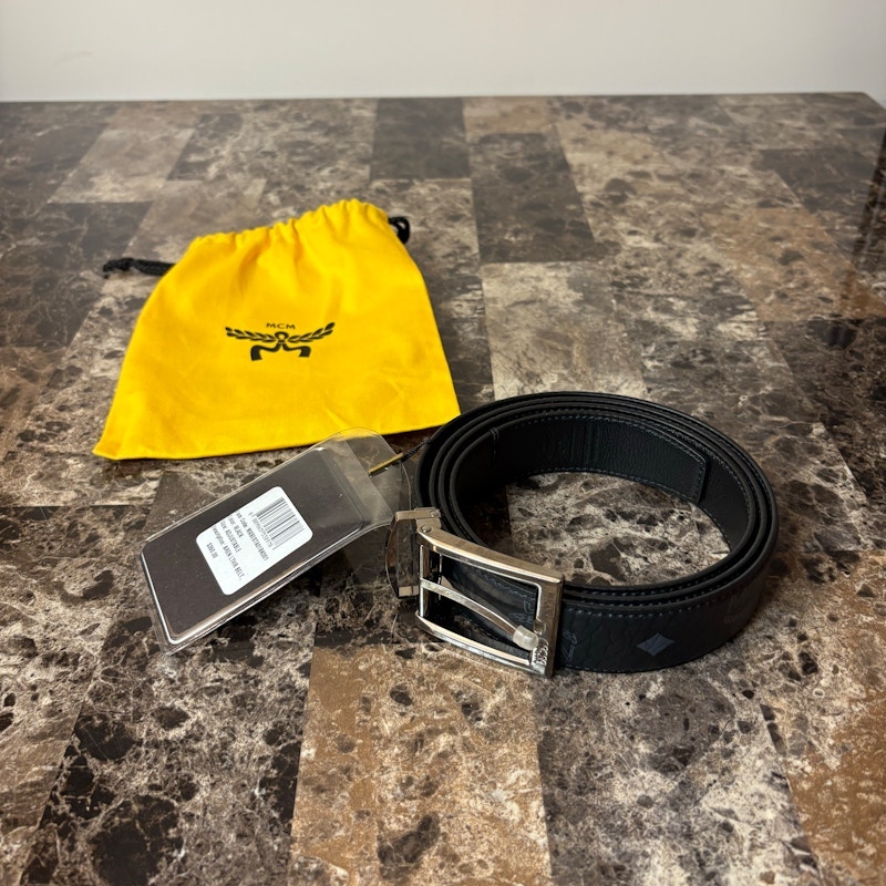 MCM Aren Leather Belt Black