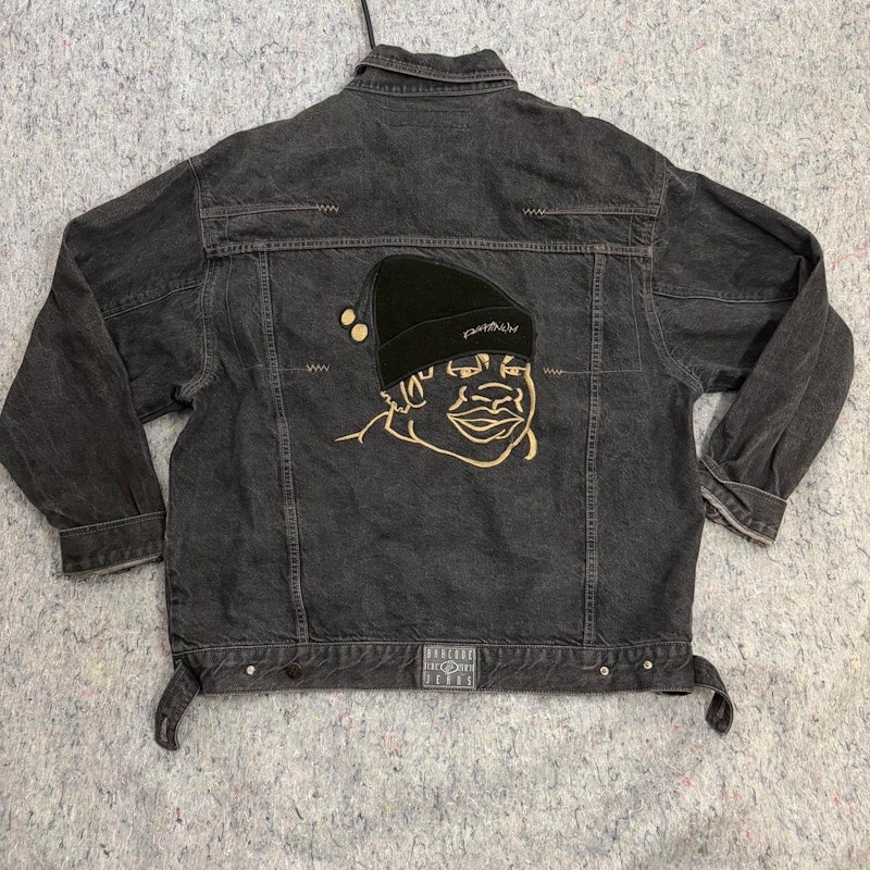 Vintage Y2K Barcode Jeans Denim Jacket Black