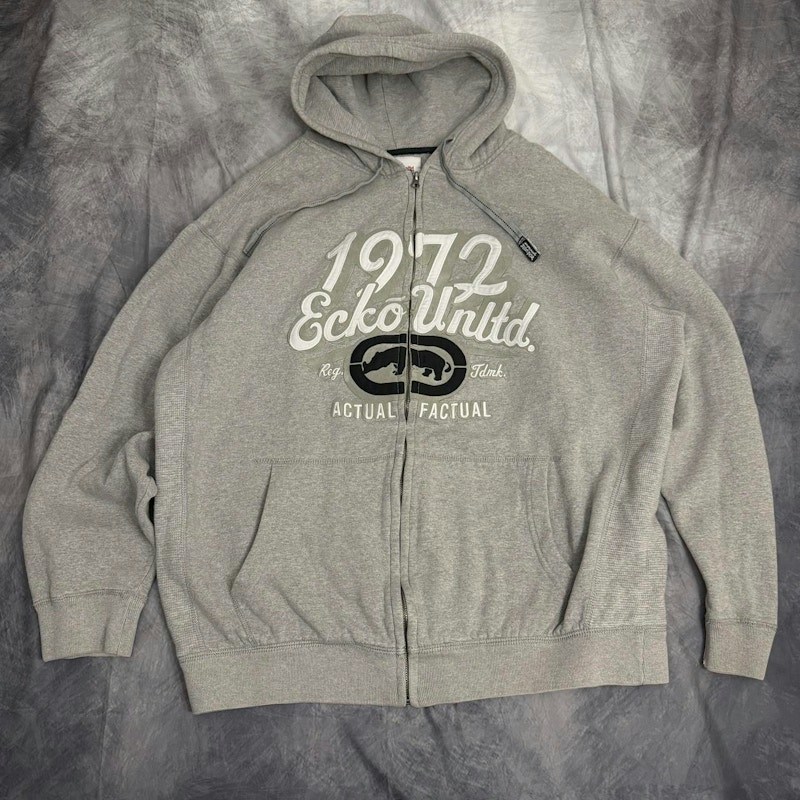 Vintage Y2K Ecko Unltd. 1972 Full Zip Hoodie Grey