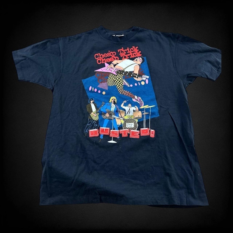 Vintage Cheap Trick Busted 1990 Tour T-Shirt Black
