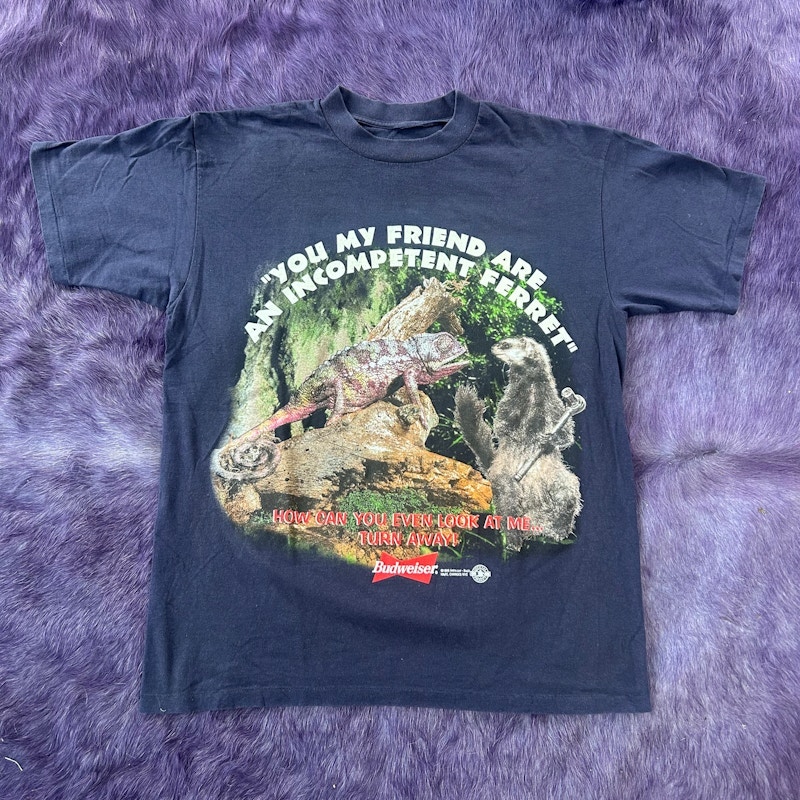 Budweiser You My Friend Are An Incompetent Ferret T-Shirt Navy