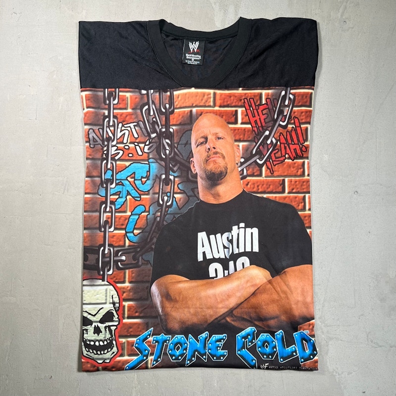 Vintage 1999 WWF Stone Cold Steve Austin Graphic T-Shirt Black