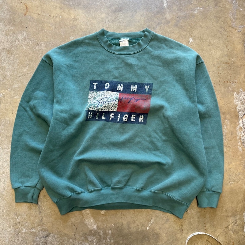 Vintage 90’s Tommy Hilfiger Logo Crewneck Sweatshirt Green