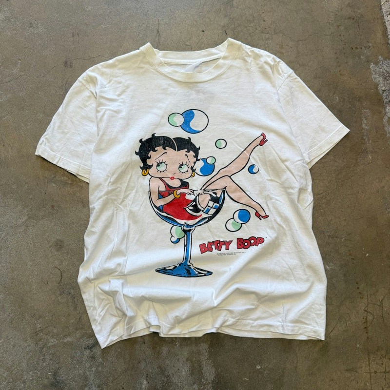 Vintage 1993 Betty Boop Wine Glass T-Shirt White