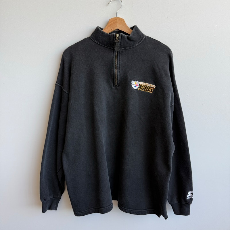 Vintage Starter Pittsburgh Steelers Quarter-Zip Pullover Black