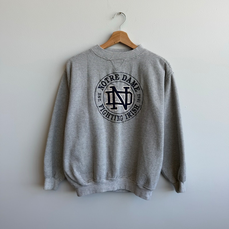 Vintage striped Notre Dame Fighting Irish Sweatshirt Gray
