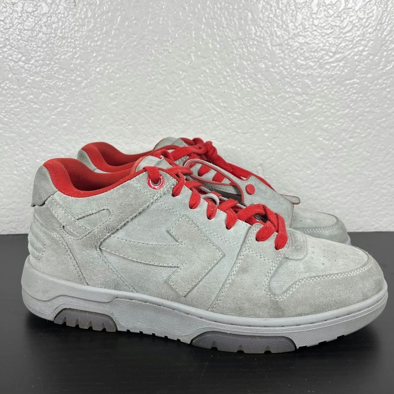 OFF-WHITE Out Of Office Light Blue Brick Red Suede