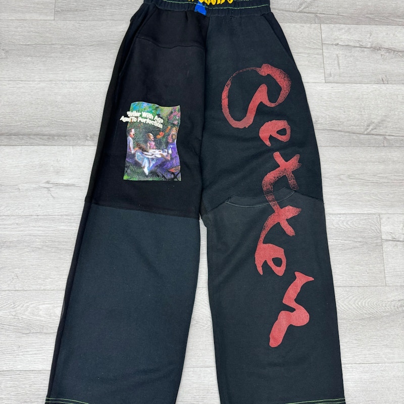 Better With Age Patchwork Reconstructed Pants Black