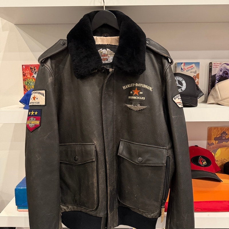 Harley-Davidson Military Style Leather Motorcycle Jacket Black