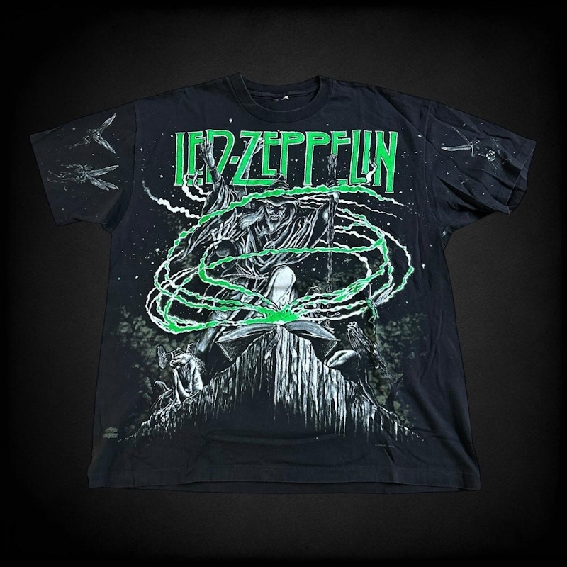 Vintage Led Zeppelin Wizard Graphic T-Shirt Black