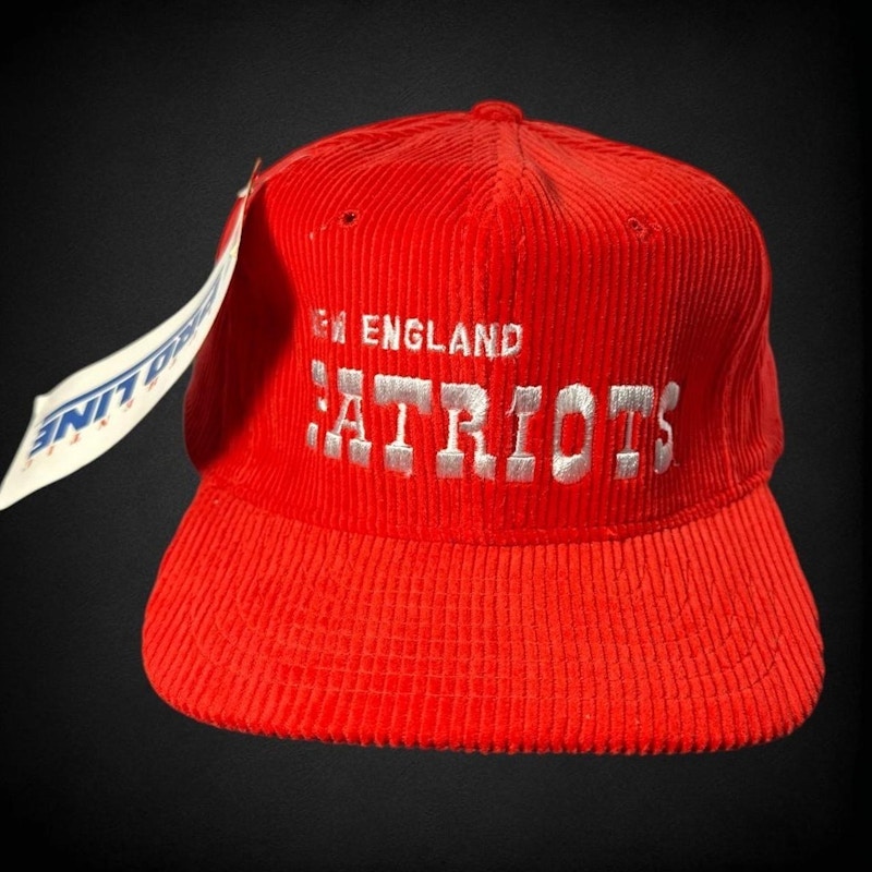 Vintage New England Patriots Corduroy Snapback Hat Red