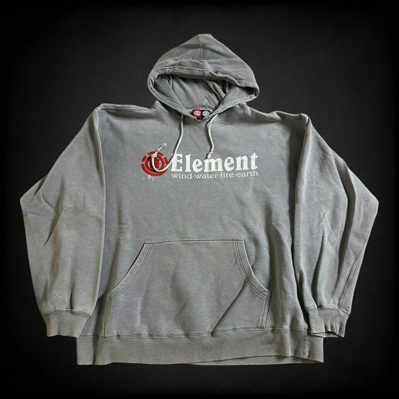 Vintage Element Wind Water Fire Earth Pullover Hoodie Gray